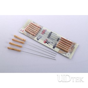 Barbecue tool wooden handle 12pcs roasted needle Chromeplate coated UD16067